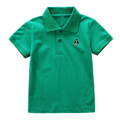 

Children Boys Summer High Quality Cotton Solid Turn Down Collar Short Sleeve Shirt 4 Colors Available