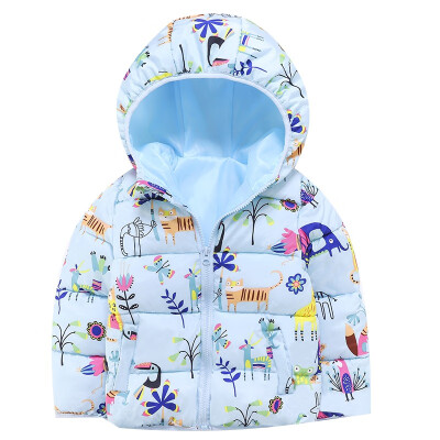 

Baby Clothes 1-6T Girlbaby Boy Hooded Down Jackets Casual Cartoon Pattern Windproof And Warm Lightweight Childrens Down Coat