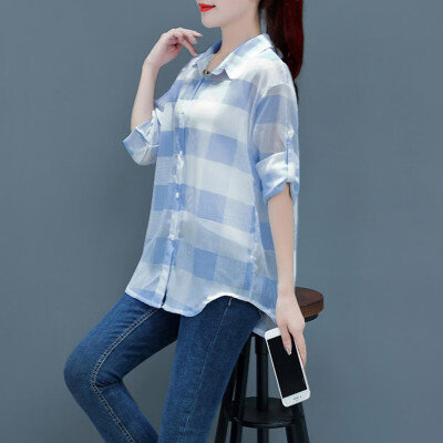 

New Brand Women Blouses Long Sleeve Shirts Yellow&Black Flannel Plaid Shirt Casual Female Blouse Tops