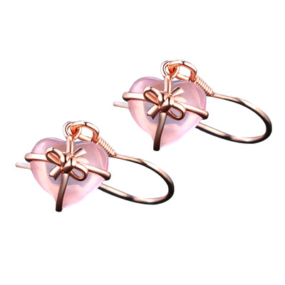 

Pink Rose Crystal Drop Earrings 925 Sterling Hot Silver Jewelry 100 Natural Heart