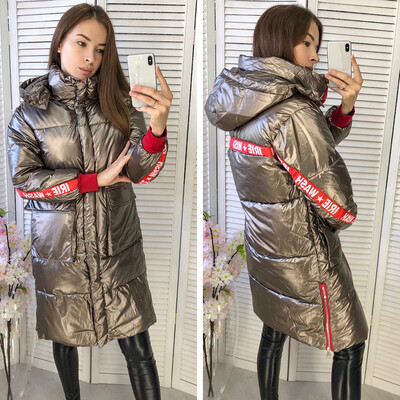 

Gobestart Women Winter Thicker Warm Loose Windproof Bright Surface Diamond Long Overcoat