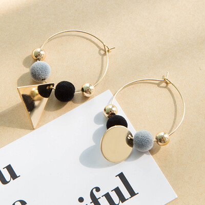

Women Girls Earrings Small Plush Ball Pendant Ear Studs Jewelry Alloy Earrings Jewelry