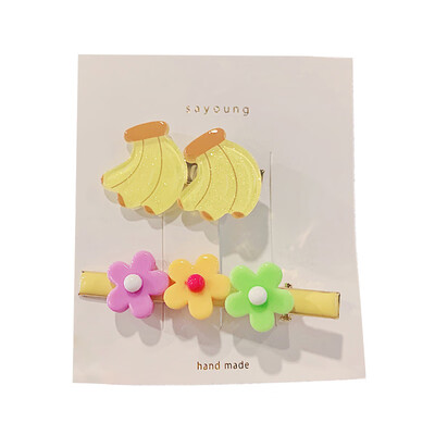 

2PcsSet Fashion Hair Clips for Women Hair Barrette Hairpins Flower Fruit Design Barrettes Hair Styling Accessories Nice Gifts