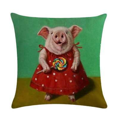 

Various Animal Oil Painting Series Linen Hug Pillowcase Home Sofa Decoration