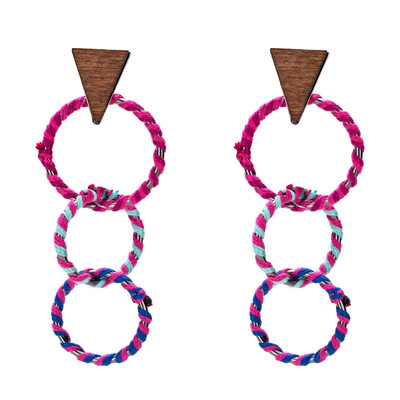 

New Bohemian Donut Dangle Long Earrings For Women Triangle Wood Statement Earrings 2019 Fashion Jewelry