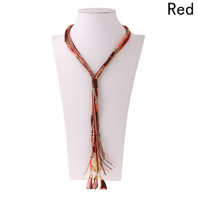 

Women Jewelry Gem Crystal Multilayer Beads Chain Handmade Bohemia Style Retro Necklace