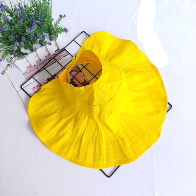 

Summer sun protection white sky top hat large eaves sunvisor hat has been collected folding UV-resistant casual hat wholesale