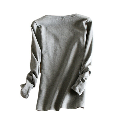

Autumn Winter Plus Size Women V-Neck Slim Breathable Cotton Plus Velvet Thickening Long Sleeve t-shirt Casual Tops