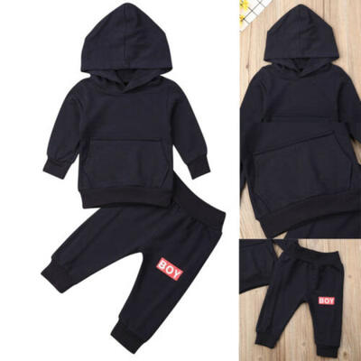 

Newborn Infant Baby Boy Clothes Hooded Long Sleeve Tops Pants Outfit 2PCS Set