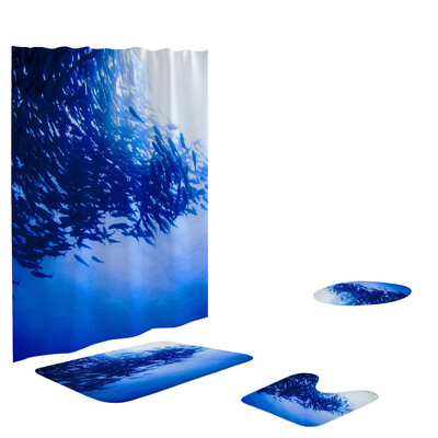 

Toponeto 4PCS Non Slip Toilet Polyester Cover Mat Set Bathroom Shower Curtain