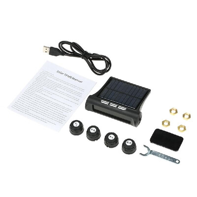 

Wireless Solar Car Tire Pressure Monitoring System DIY TPMS with 4 External Sensors BarPSI Unit