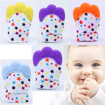 

Baby Teether Silicone Mitts Teething Mitten Glove Candy Wrapper Sound Baby Teethers