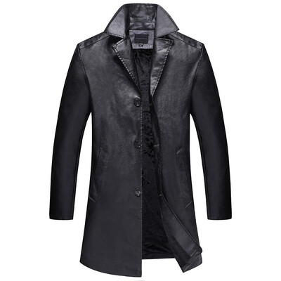 

Toponeto Mens New Winter Style Mens Large Thickened Medium And Long Leather Coat
