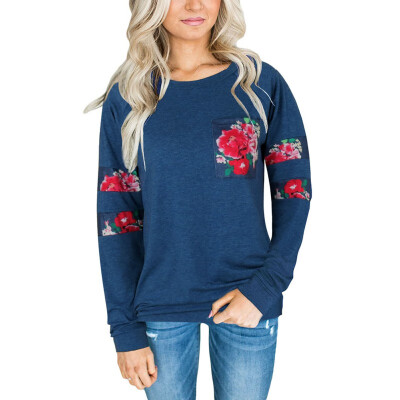 

Women Casual O-neck Floral Print Fashion Sweatshirt Autumn Winter European American Women T-shirt Blusas Femininas