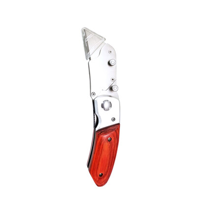 

Folding Heavy Duty Cutter Aluminium Alloy Pipe Box Cutter Wooden Handle Pocket Utility Cutter