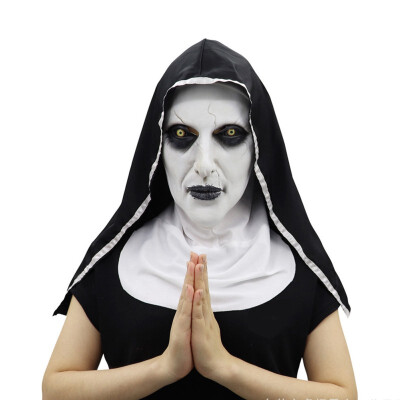 

The Nun Horror Mask Cosplay Valak Scary Latex Masks With Headscarf Full Face Helmet Halloween Party Props