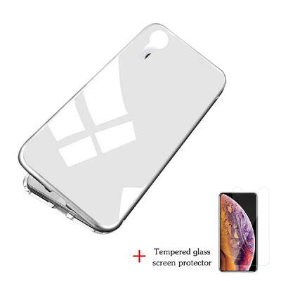 

Magneto Magnetic Adsorption Case Clear Tempered Glass Red Clear i-phone XR