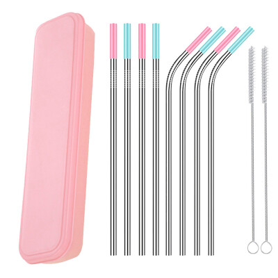 

Toponeto Long Stainless Steel Metal Drinking Straws With Cleaning Brushes Set Recycle