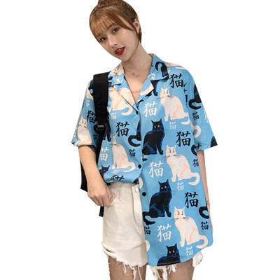 

2019 Women Summer Elegant Fashion Design Button Cat Style Summer Fresh Trend Wild Comfortable Loose Casual Daily Sleeve Shirts