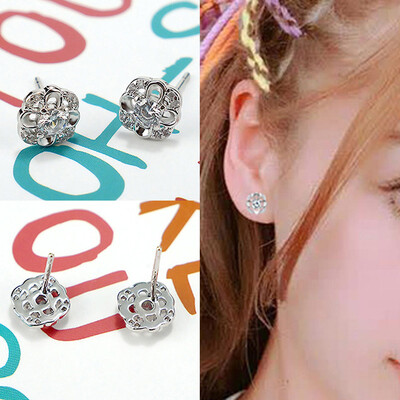 

Imitation Silver Eternal Everlasting White Cubic Zirconia Silver Color Flowers Stud Earrings