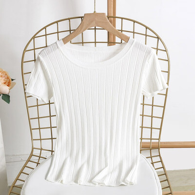 

Women Summer Round Neck Solid Loose Short Sleeve Casual Simple Knit Wild T-Shirt Basic Outwear Tops