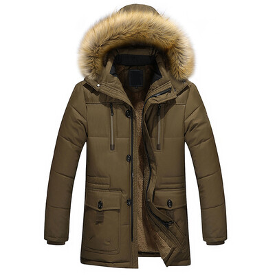 

Winter Mens Cotton Coat Thicken Warm Hooded Parkas Fur Collar Jackets Outwear