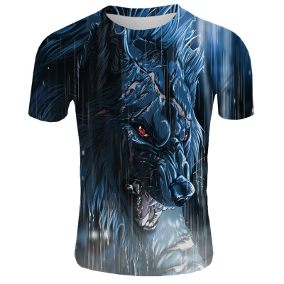 

Toponeto Mens New Summer T-shirt With Round Neck Short Sleeve Blue Flame 3D Printed Top