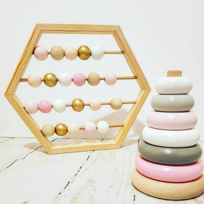 

Children Hexagon Toy Beads Wooden Craft Fashion Concise Table Decoration Home Decoration