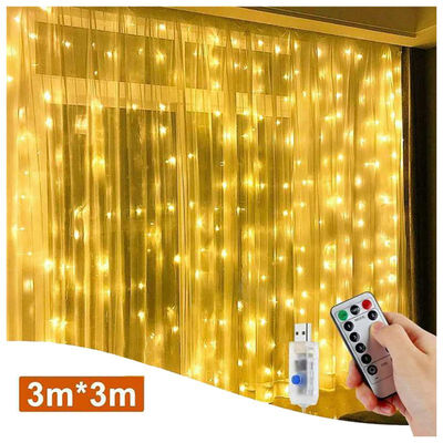 

3Mx3M 300LED USB Led Curtain Light Copper Wire LED String Curtain Lights Wedding Xmas Decorative Light With Remote Control