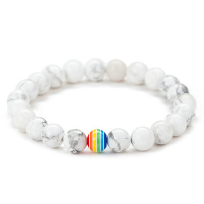 

1 Pcs LGBT Pride Rainbow Bracelet Beaded Gay Lesibian Couples Jewelry