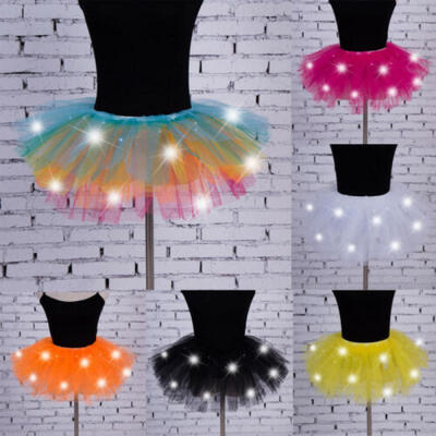 

Women Girls Light Up LED Tutu Dress Stage Dance Tutu Dress Mini Skirt Dancewear