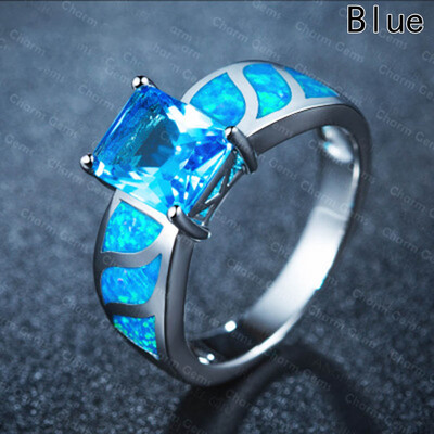 

Fashion Wedding Rings For Women Vintage Blue Stone Ring Silver Color Engagement Ring