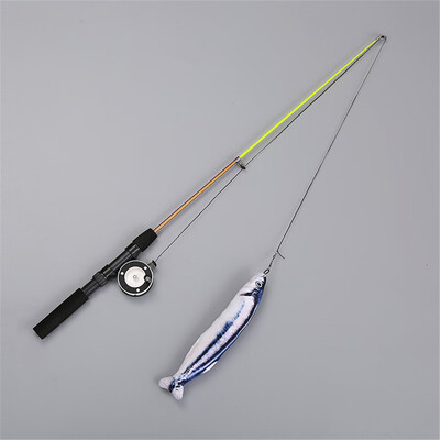 

Gobestart Pet Cat Retractable Interaction Funny Mint Fish Shape Cat Rods Stick Catnip Toy