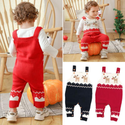 

Newborn Baby Boy Outfit Clothes Kintted Sling Romper Jumpsuit Christmas Costumes