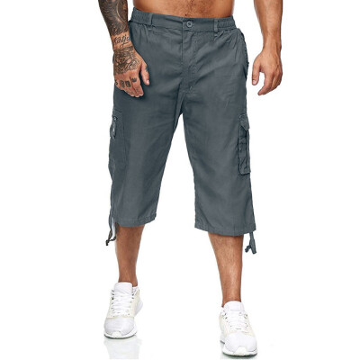 

Gobestart Fashion Mens Outdoors Multi-pocket Elasticated Waist Calf-Length Pants