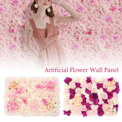

Romantic Artificial Rose Flower Wall Panel Backdrop Photography Prop Home Decor 60x40cm