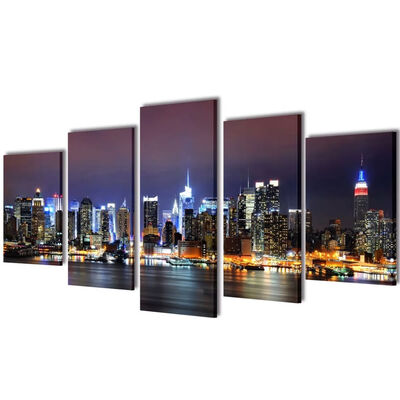 

Canvas Wall Print Set Colorful New York Skyline 39" x 20"