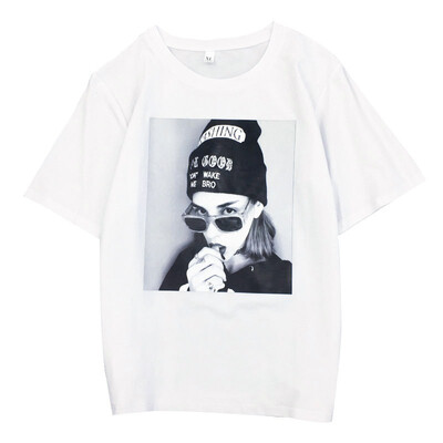 

Womens casual shirt fashion t-shirts tee outwear streetwear hot sales summer funny Round Neck Character Print Short Sleeve