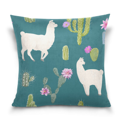 

ALAZA Throw Pillow Cover 16 X 16 inch Cushion Cover with Llama Printed Pillowcase