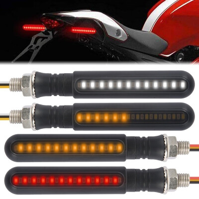 

4PCS Motorcycle Turn Signals LED Flowing Water Flashing Lights Stop Signals Tail Flasher Running Blinker DRL