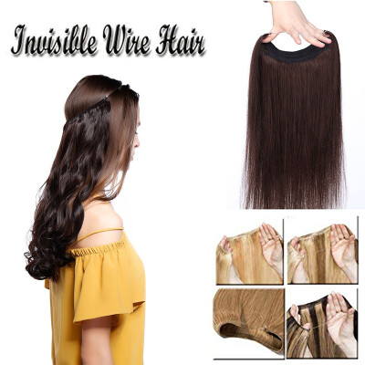 

Hidden Invisible Flip on Human Hair Extension One Piece Secret Miracle Wire in Hairpieces No Clip No Tape in Remy Hair
