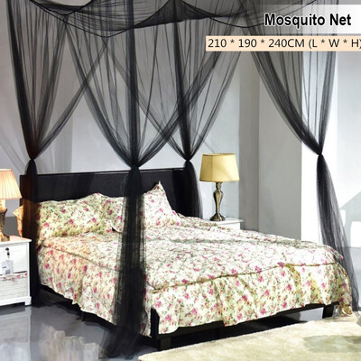 

210 190 240CM  W H Corner Post Bed Canopy Mosquito Net Full Queen King Size Netting Black Bedding