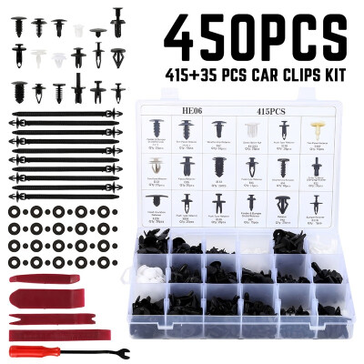 

450Pcsset Universal Car Clips Kit Car Retainer Kit with Car Trim Clips Fastener Remover Tools Plastic Rivet Kit