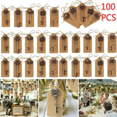 

10050PCS Vintage Bronze Key Bottle Opener with Tags Wedding Decoration Antique Bottle Opener Paperboard Party Supplies