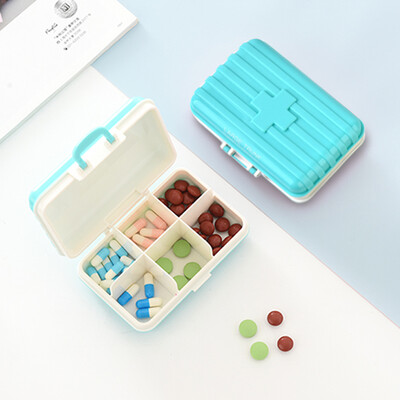 

Shouyou portable mini portable folding 6 small pill box travel box pill box plastic green plastic storage box JD-SY-22 blue