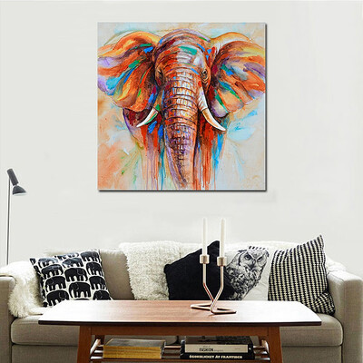 

Wall Decoration 50 50cm HD Printed Frameless Elephant Head Canvas Painting Wall Art Pictures Decor for Home Living Room Bedroom