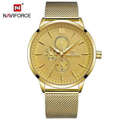 

NAVIFORCE NF3003 Men Watch Brand Stylish Waterproof Stainless Steel 24 Hour Date Week Display Adjustable Buckle Quartz Watch