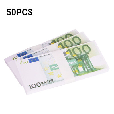 

50Pcs Realistic Fake Play Money Pounds Euro Notes Training Collect Learning Banknote Double-Sided Printing for Movie Advertising