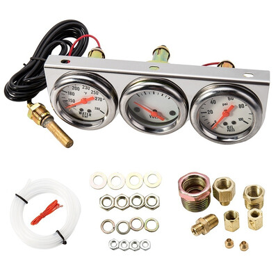 

3 in 1 Universal 227 Water Temp Voltage Oil Pressure Psi Gauge Complete Set