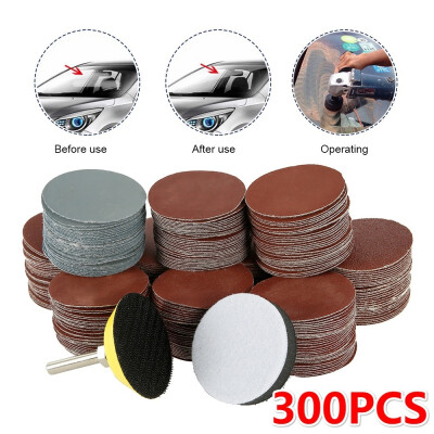 

100300pcs 2" Sander Disc Sanding Polishing Pad Sandpaper Tool with Shank Backer Plate&Sponge Cushion80-3000 Grit